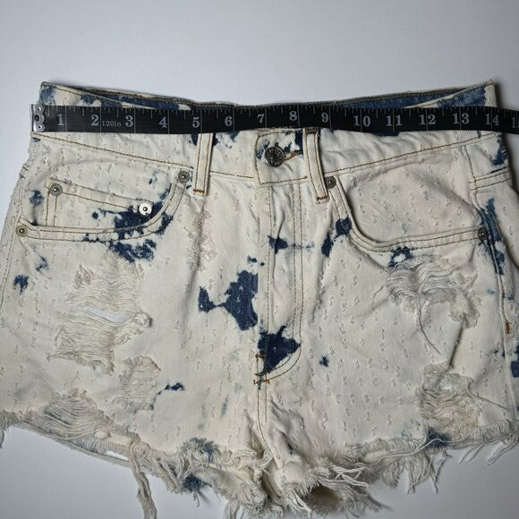 The Kooples Womens Distressed Bleached Denim Shorts Size 1 Grunge Butterfly - Picture 9 of 16